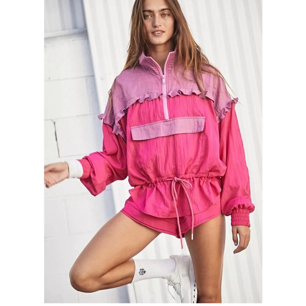Free People Movement Lets Go Out Pullover In Azelea Combo Top Jacket Size S